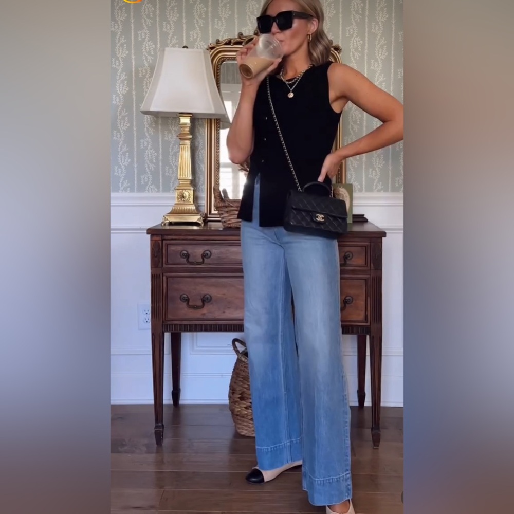 J Crew Wide Leg Denim Trousers